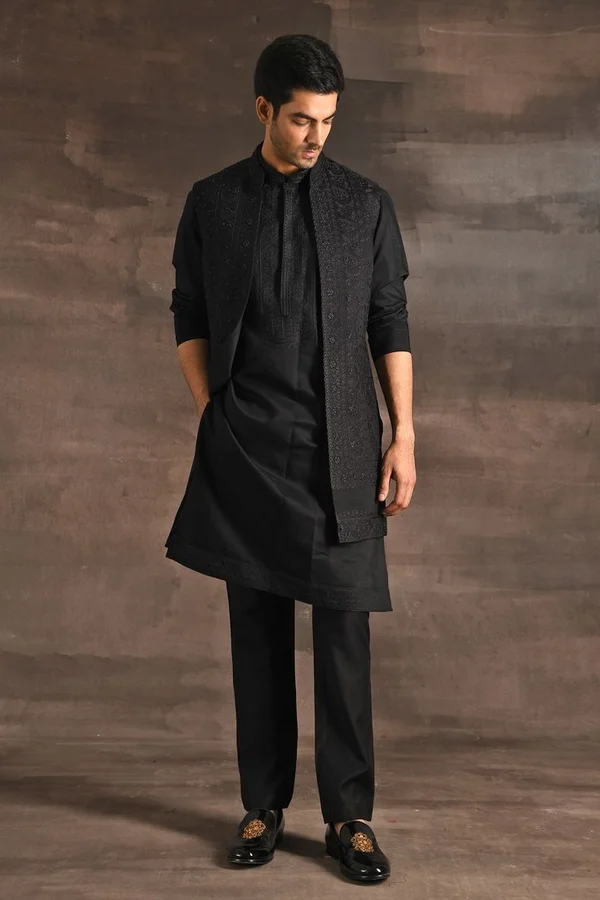 Black Festive Kurta Set