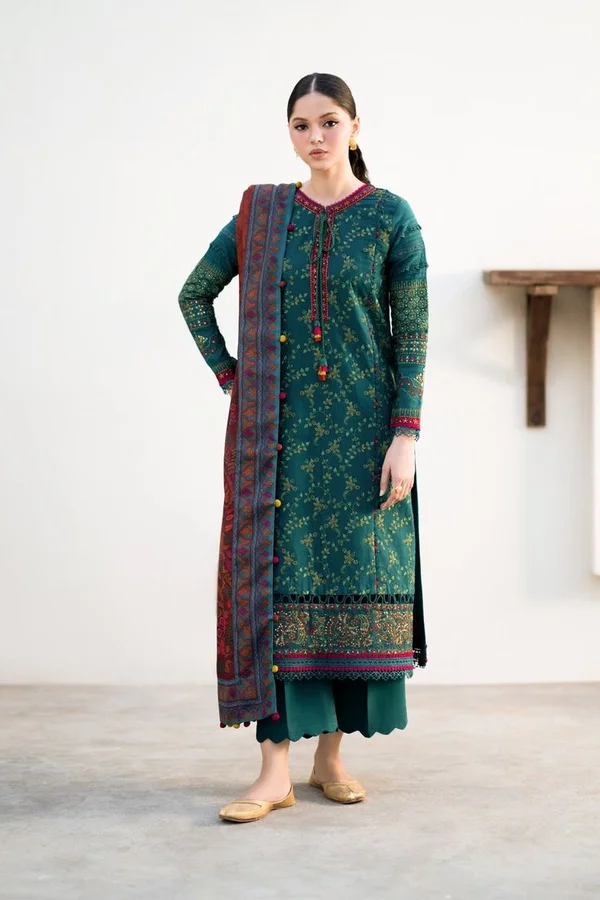 Elegant Green Embroidered Suit